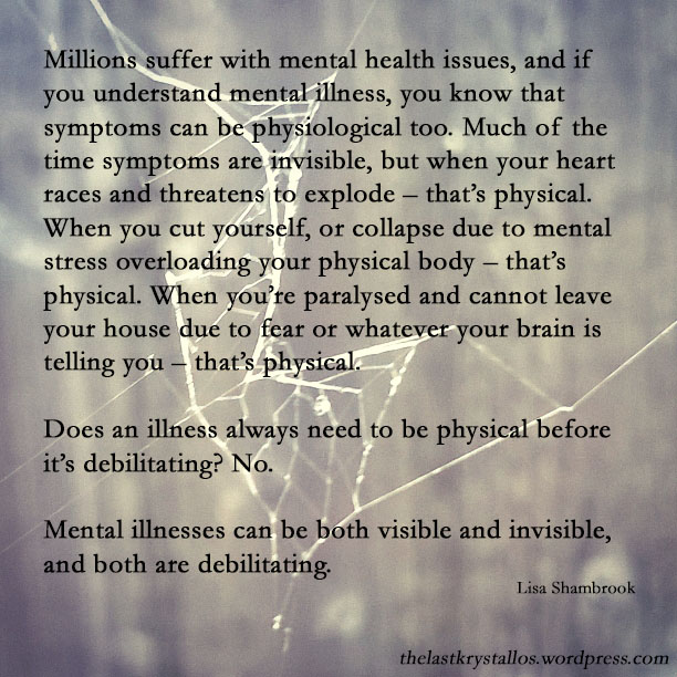 mental illness visibility quote, lisa shambrook, 